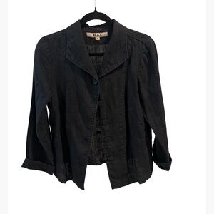 Flax size small black linen blazer button down